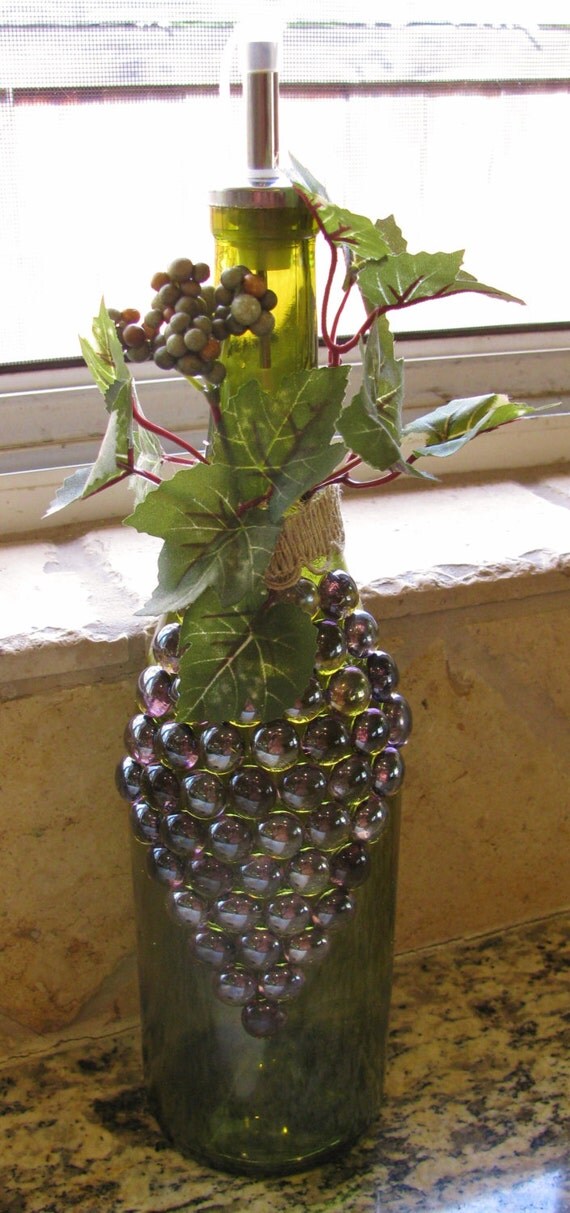 Wine Bottle Dish Soap Dispenser Vinegar Olive by