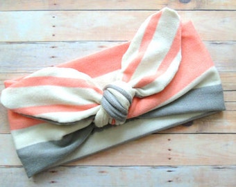 Baby Girl Headband, Top Knot Baby Headband, Newborn Headband, Baby Bows, Ivory Headband, Toddler Headband, Baby Photos Headband