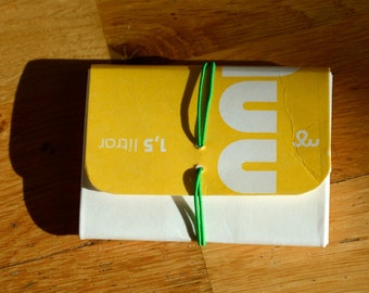 Wallet made from a milk carton - Yellow - Icelandic milk - Recycling - Upcycling - Handmade in Iceland