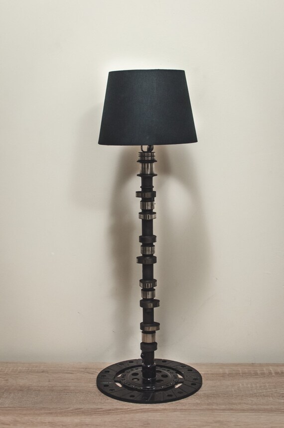 Lamp made of Mitsubishi car parts with shade. Loft. Steampunk.