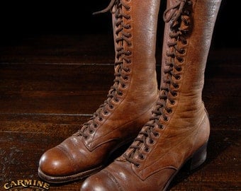 20th Century Brown Women's Work Boots Lace-up Shoes