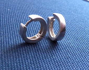 Men's hoop earrings, sterling silver earrings for guy, male huggie hoops, silver jewellery for men