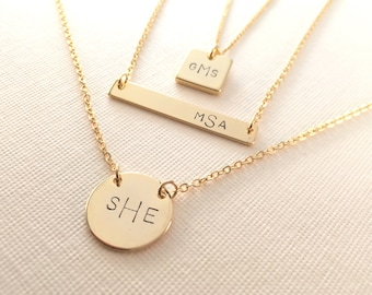 Monogram Necklace / Modern Monogram/ in order of First • Last • Middle Name Initials /For Bridesmaid, Birthday, Sisters & All