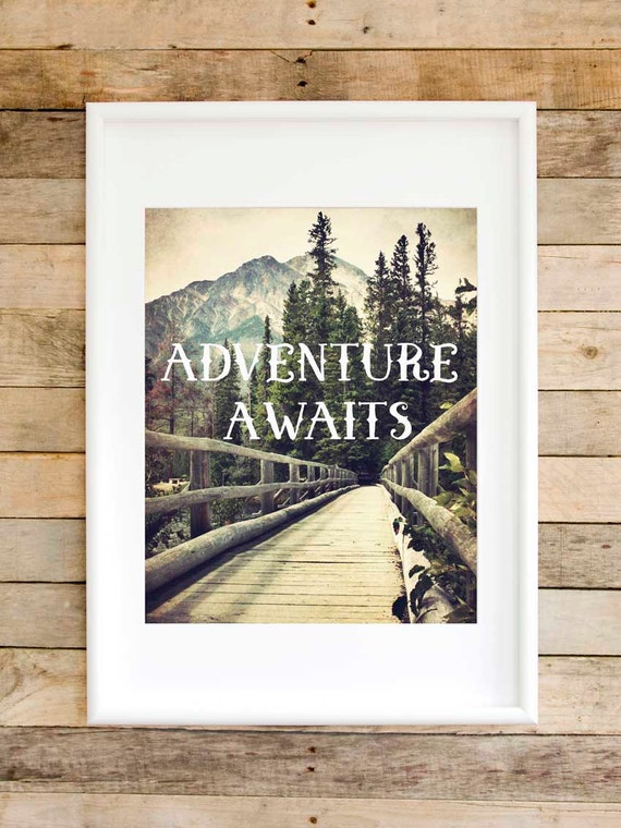 Adventure awaits travel poster mountain wall art by RoseFiltered