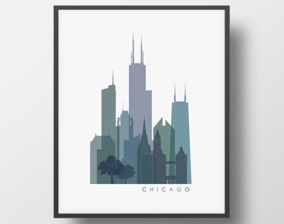 Chicago Skyline Printable Download Monochrome Transparent