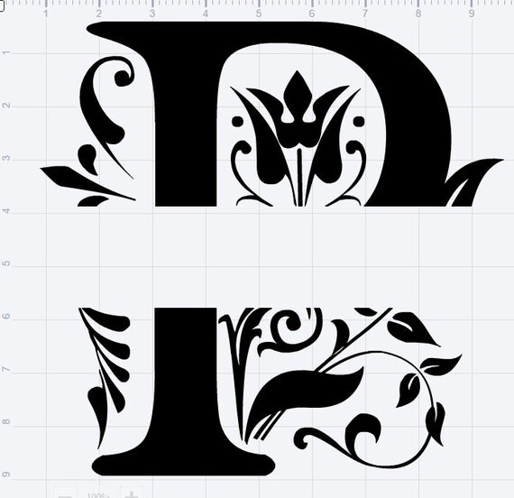 Download P T Split Letter Elegant SVG Cut File Large Letters