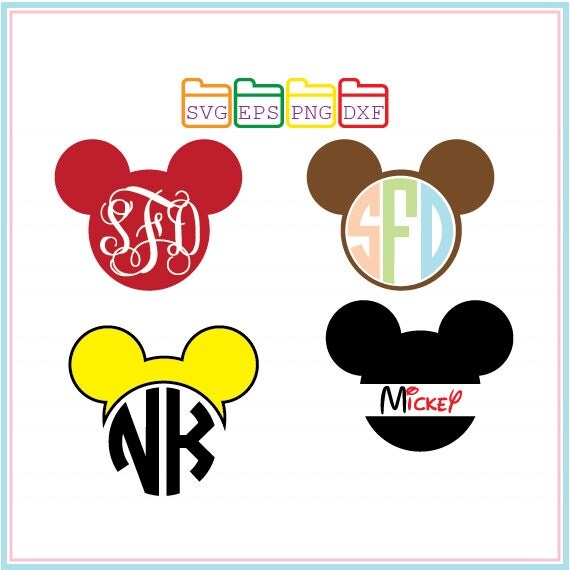 Mickey Mouse Monogram Svg Dxf Png Eps Cutting File Studio
