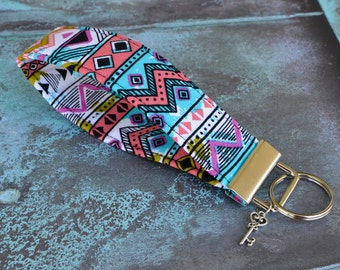 Fabric Keychain, Key Fob Wristlet, Key Fob Keychain, Key Wrist Strap, Stocking Stuffer, Gift Under 10, Gift for Her, Key Lanyard