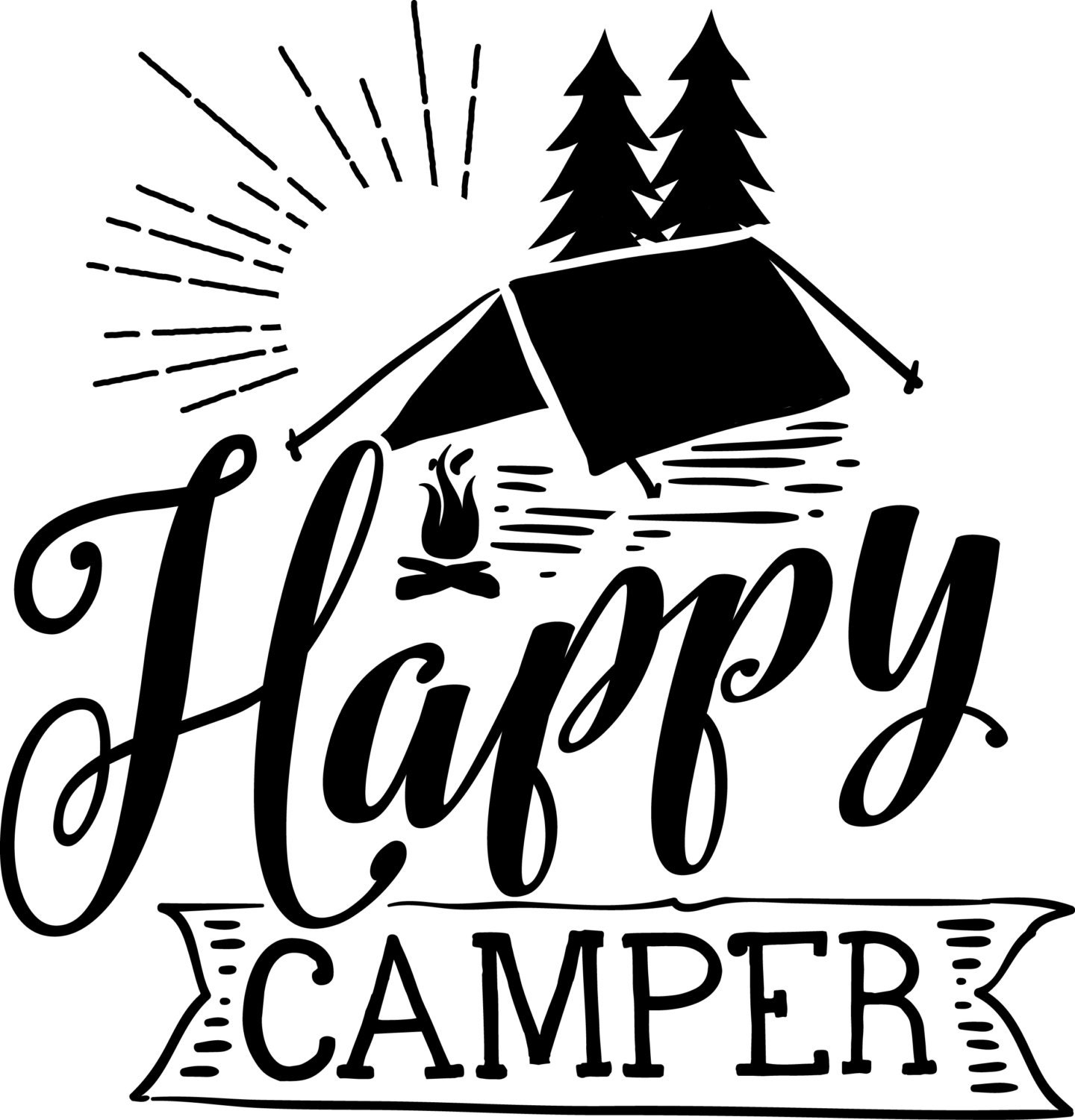 Happy Camper Decal iron-on or sticker by FiveSparrowsDesignCo