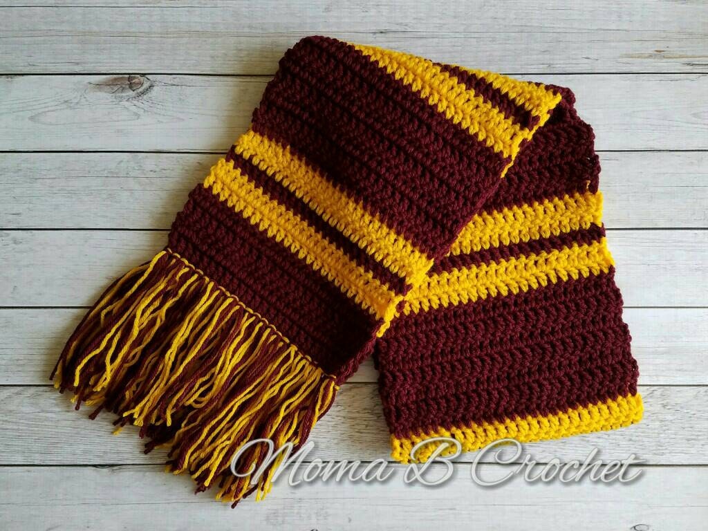 Crochet Harry Potter Scarf Gryffindor Scarf Gryffindor House