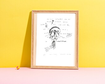 Daniil Kharms, unique, original painting, illustration, drawing, schurik