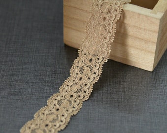 20 yard 2.4cm 0.94" wide dusk orange elastic stretchy lace trim ribbon L22K340 free ship