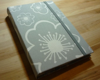 Kindle Paperwhite Cover, Kindle Voyage Case, Kindle Hardcover, Kindle Touch, Tablet Hardcover Case, Coastal Flowers Grey