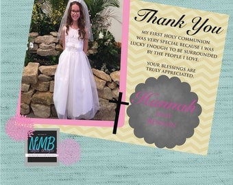 First Communion Thank You Card 5x7 For Girl or Boy