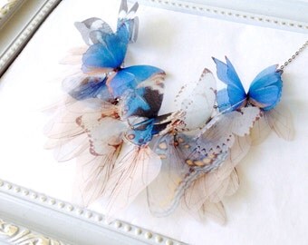 Whisperwind Necklace / Butterfly necklace, Colorful butterfly necklace,Butterfly jewelry, Christmas gift, Wing necklace, Silk Jewelry, Silk