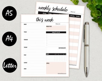 Weekly Planner Printable 2017, Weekly Schedule, Agenda Page, 2017 Weekly Planner Book, Printable Weekly Planner Kit, A5, A4, Letter, 8.5x11
