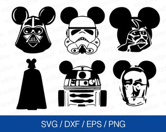 Star Wars Mickey Svg, Disney Star Wars Svg, Mickey Mouse Eps, Mickey Ears Starwars Svg, Svg, Eps, Dxf, Png use with Cricut & Silhouette