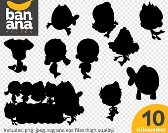 SALE Bubble Guppies Silhouettes png jpg svg eps files high resolution BV-FA-0011