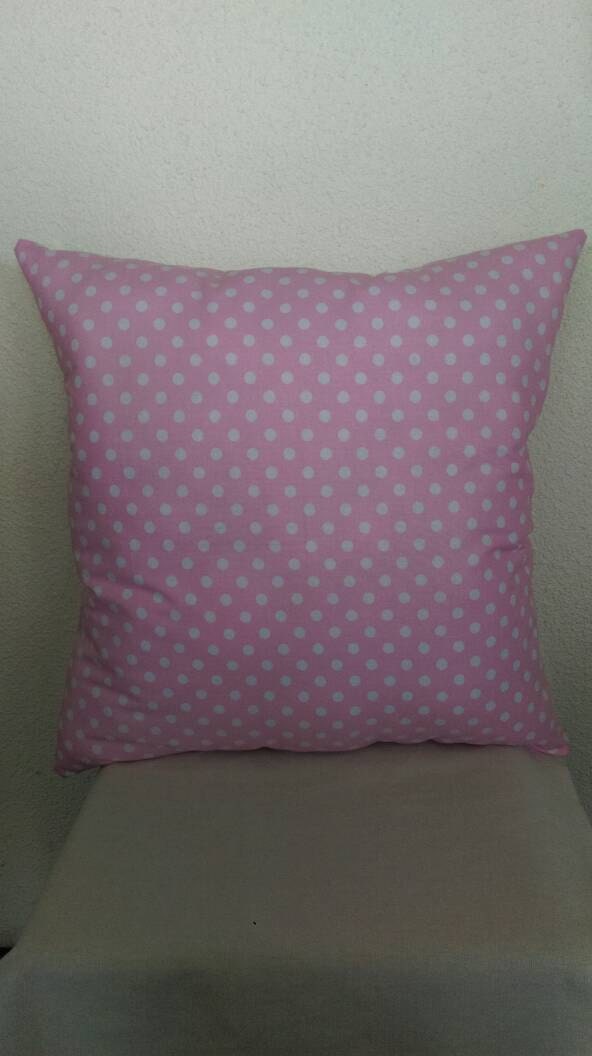 Polka Dot Throw Pillow with Light Pink Back by CraftinItDifferent