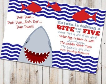 Shark Birthday Invitations Printable Shark Invites Shark