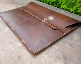 Vintage distressed genuine leather macbook sleeve case, Leather Laptop Sleeve, Leather iPad Cover, Macbook Pouch, iPad Case, macbook 11" 13"