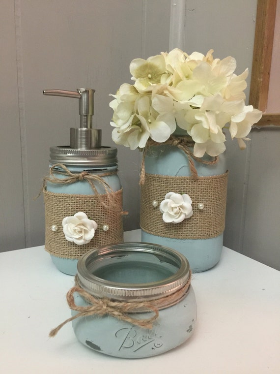 Shabby Chic Mason Jar Home Decor by JoyMasonJars on Etsy