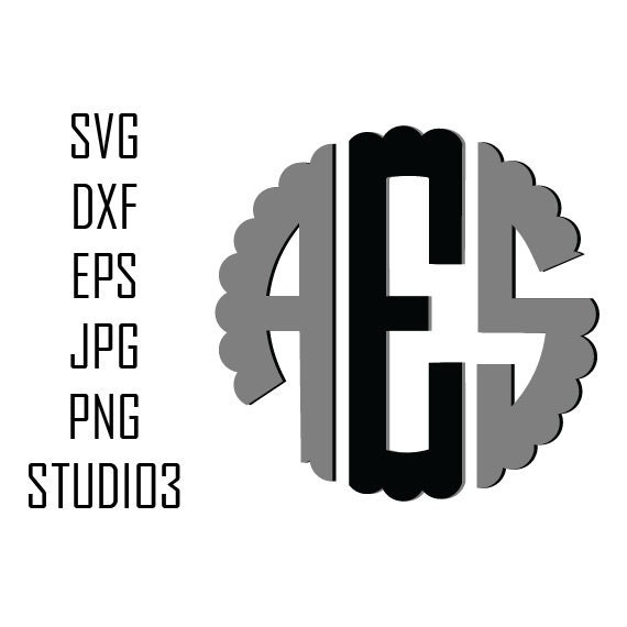Download Scalloped Circle Monogram Font Svg Dxf Eps Studio 3 by SVGFONTS