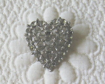Vintage RHINESTONE HEART Shaped Pin
