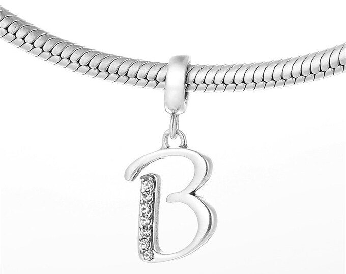 Letter B Initial Pendant Charm - 925 Sterling Silver - Personalised Gift - Gift Packaging available - Birthday Gift - Christening Gift