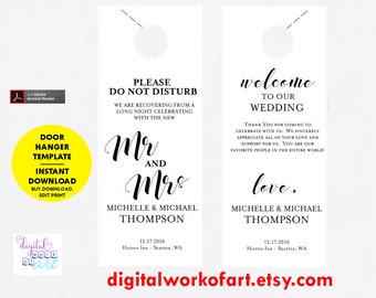 Wedding Door Hanger Template, Door Hanger Printable, Please Do Not Disturb Door Hanger, Wedding Favor, Instant Download, Wedding Printable