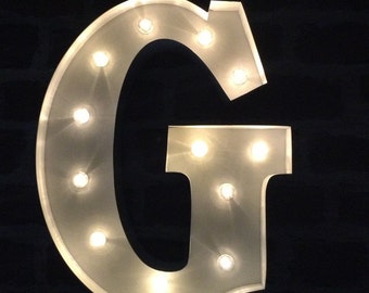 LED Carnival Circus Light Up Alphabet Letter G - All Metal Large 33 cm Wall or Free Standing