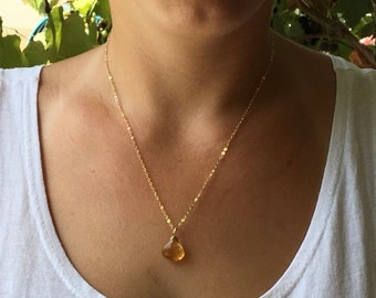 Citrine gold Necklace, Citrine Pendant, November birthstone necklace, Pendant Necklace, Citrine Goldfilld necklace, Yellow pendant ,Citrine,