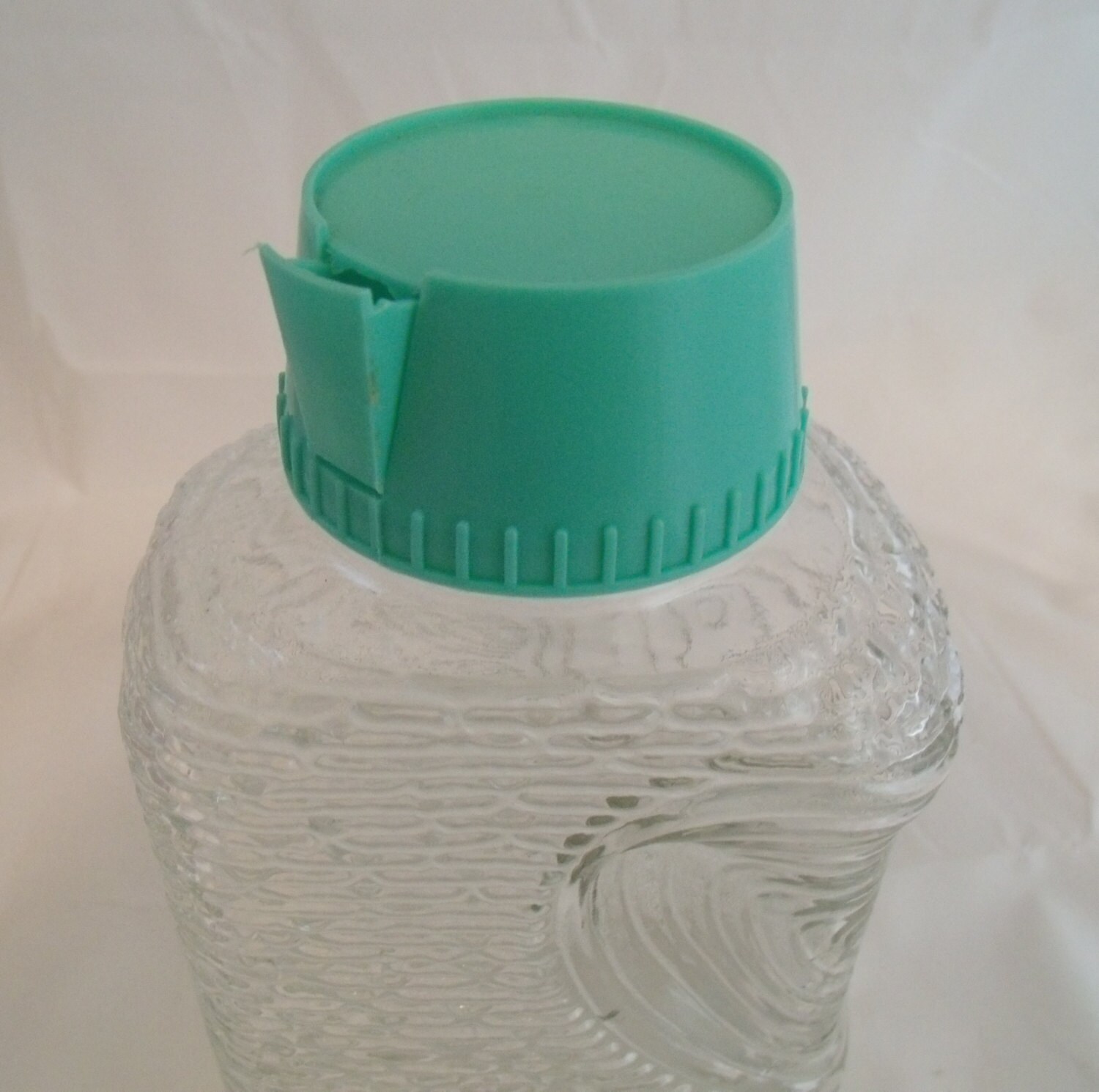 Vintage Refrigerator Glass Ice Water Jug with Pour Spout