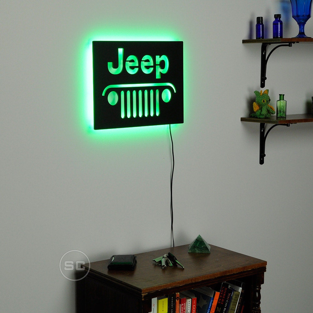 Lighted JEEP Sign Jeep Grill LED Sign and Wall by SignsChromatic