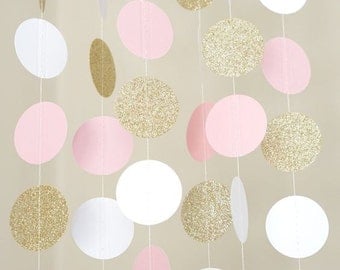 Pink and Gold Garland| Paper Garland| Bridal Shower Garland|Baby Shower Garland| Pink and Gold Birthday|First Birthday| Photo Backdrop|