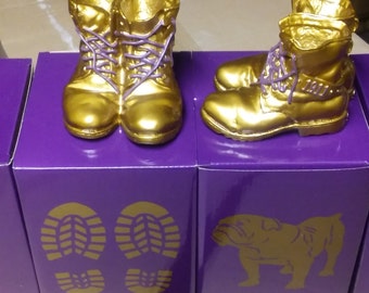Omega Psi Phi Mini Desktop Gold Boots - Each Box Contains One Pair of Boots