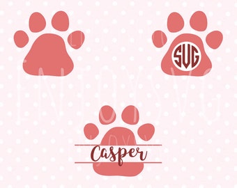 Paw svg Paws Monogram SVG Paw print svg Cut Files Paw SVG cut files for Cricut and Silhouette Vinyl Cutters Cutting Files SVG file Png Dxf
