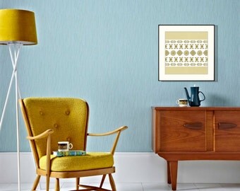 RETRO AZTEC YELLOW | Wall art | retro decoration | retro illustration | aztec pattern |