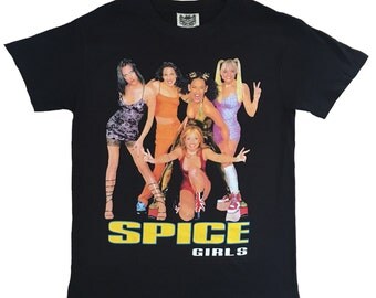 Spice Girls 100% Cotton Vintage Black Brand New Rock Tour T-Shirt Retro Girl Power Unisex