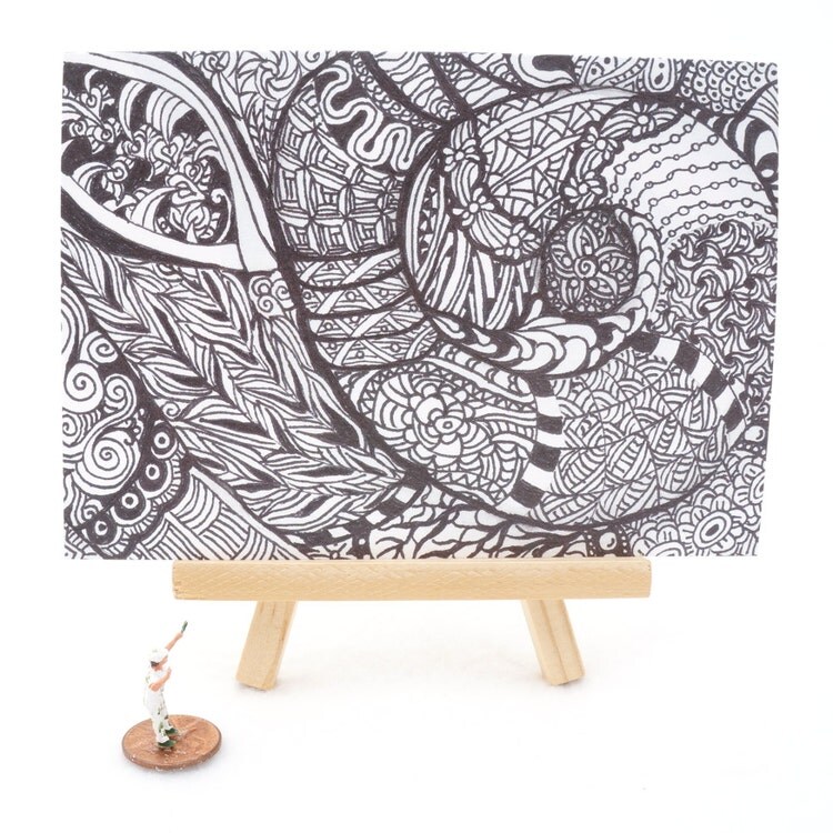 Blank Note Cards Zentangle Art Set of 4 FREE by CreationsByJDB