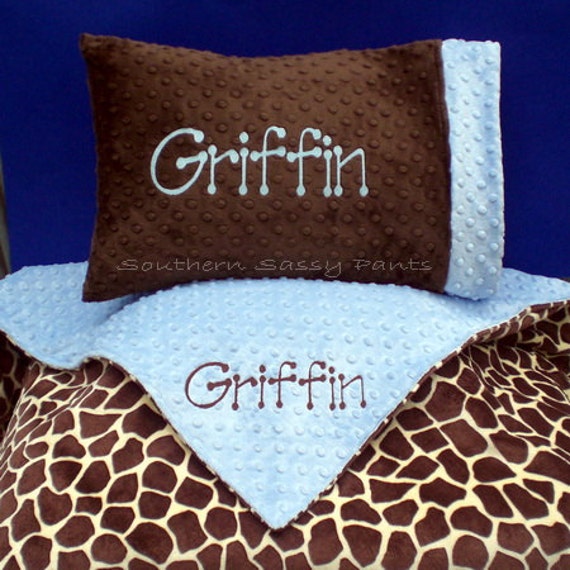 Personalized Toddler Blanket and Pillow Set Minky Blanket