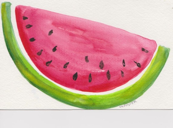 watercolor painting Watermelon watercolor art 4 by SharonFosterArt