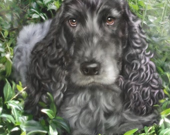 Custom Pet Portrait, Realistic pet art, hand painted, digital painting, on paper, Black Labrador artwork, lifelike detail