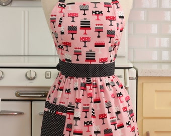 Apron Retro Style Pink Cakes CHLOE Full Apron