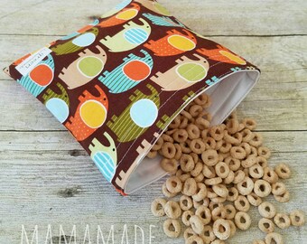 Elephant Parade - Medium Reusable Sandwich Bag from green by mamamade
