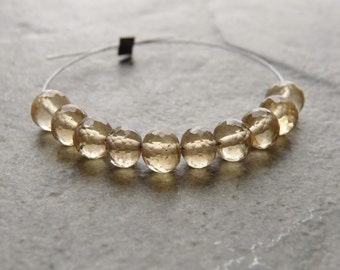 AAA - Beer Quartz Faceted Rondelle Beads - 4mm - 10 Beads