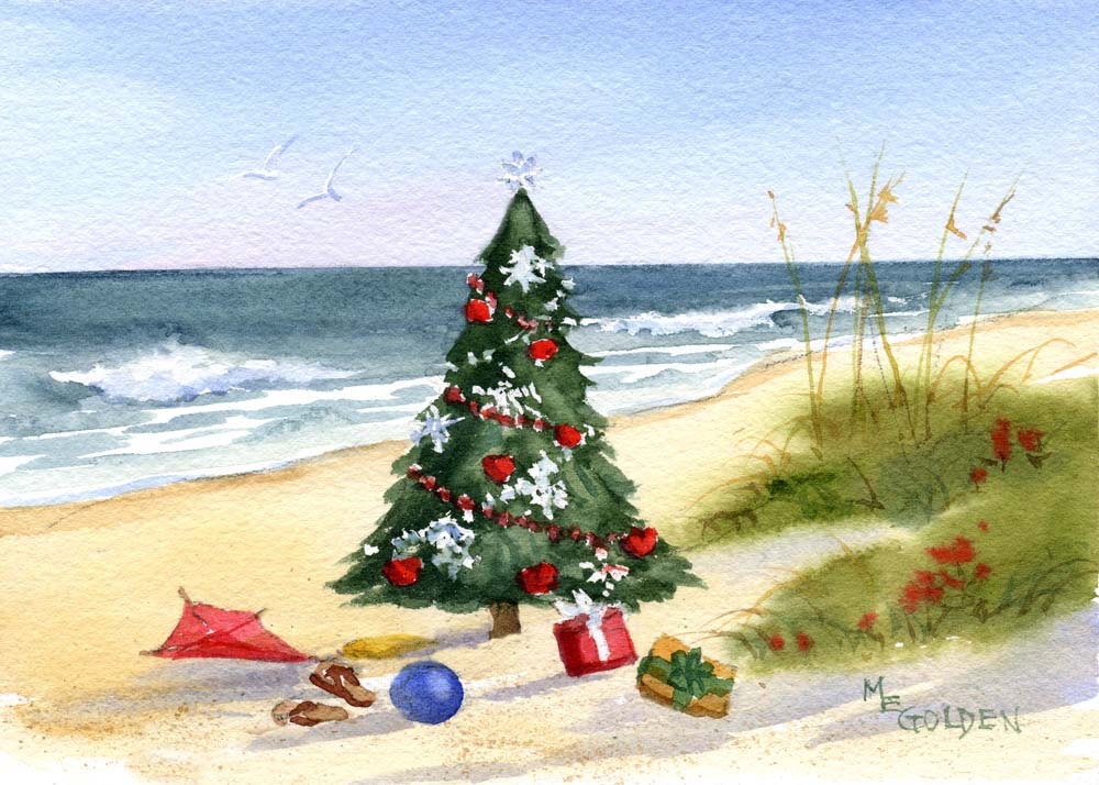 Christmas at the Beach card Coastal Christmas Card