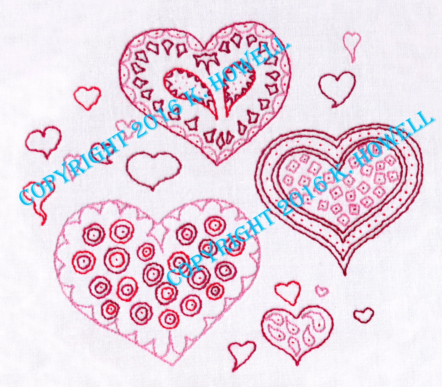 Hearts Hand Embroidery Pattern Paisley Love Valentine