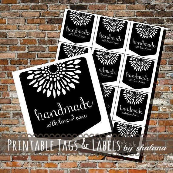 Printable PDF Craft Show Tags Blackboard Style Handmade with
