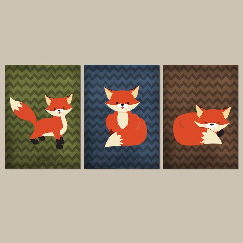 FOX Wall Art Woodland Nursery Artwork Forest Friends Forest